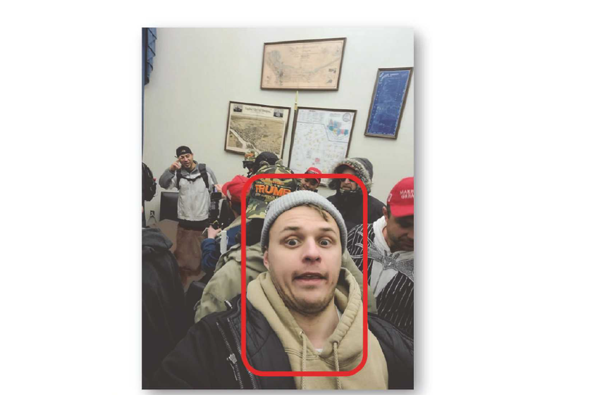 Karol Chwiesiuk in a photo he allegedly sent from inside the U.S. Capitol on Jan. 6, 2021. (Courtesy U.S. Attorney’s Office)