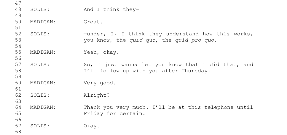 A transcript of the June 23, 2017 conversation between Danny Solis and Michael Madigan. (U.S. Attorney's Office)