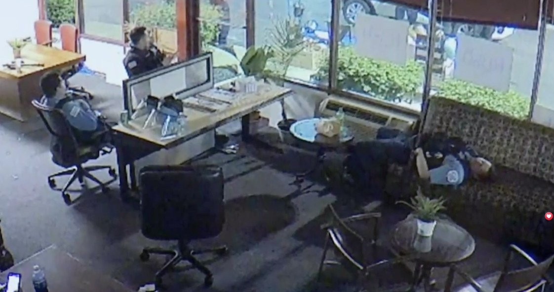 A screenshot from a video surveillance camera inside the office of U.S. Rep. Bobby Rush on June 1, 2020. (WTTW News via City of Chicago)