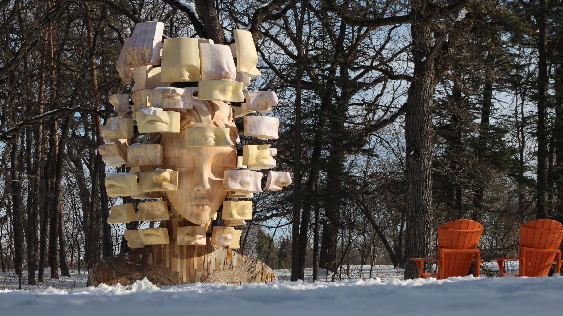 One of artist Daniel Popper’s towering sculptures at the Morton Arboretum. (Courtesy of the Morton Arboretum)