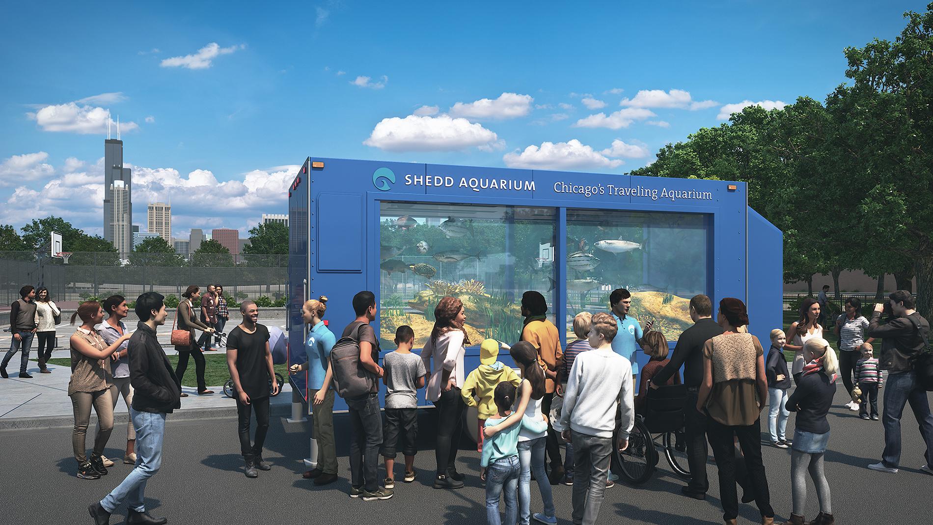 A graphic rendering of Shedd Aquarium's new mobile aquarium, which is scheduled to launch in July. (Courtesy Shedd Aquarium)