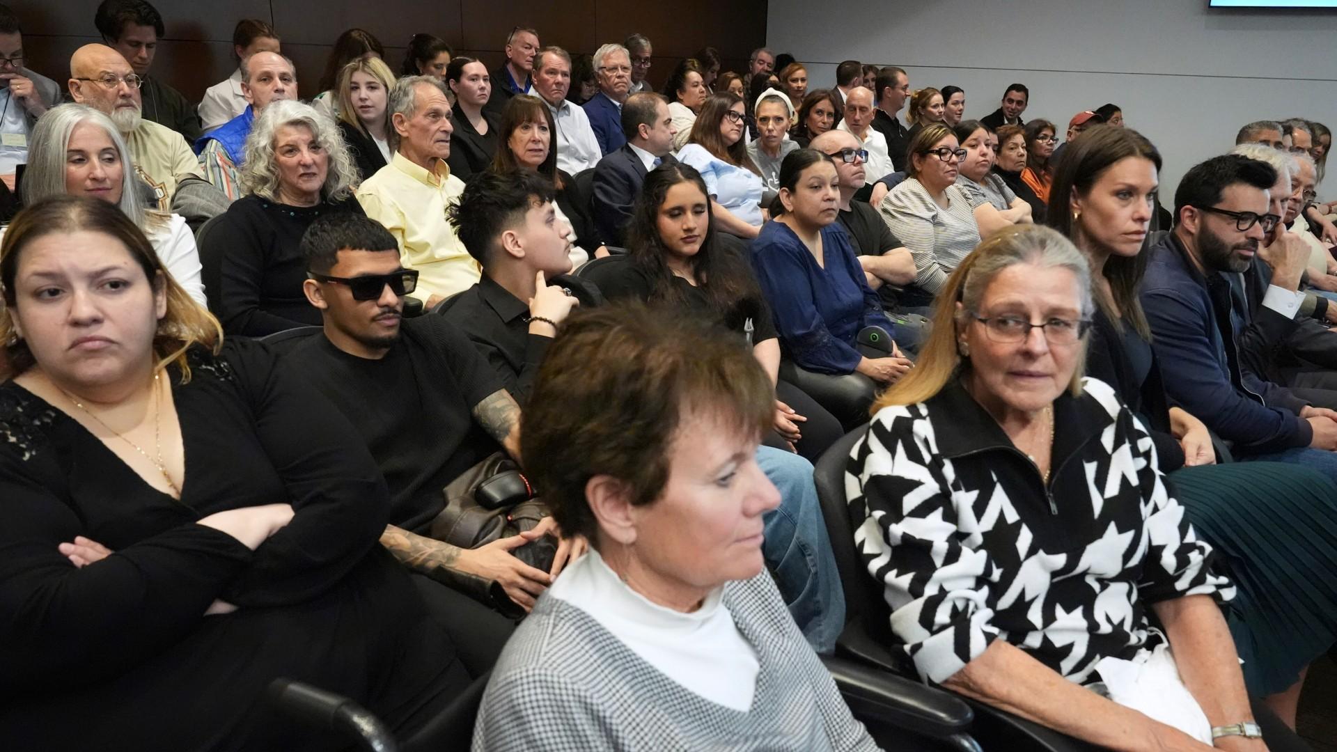Victims family and media members wait before the sentencing hearing for Robert E. Crimo III., at the Lake County Courthouse, in Waukegan, Ill., Wednesday, April 23, 2025. (AP Photo / Nam Y. Huh, Pool)