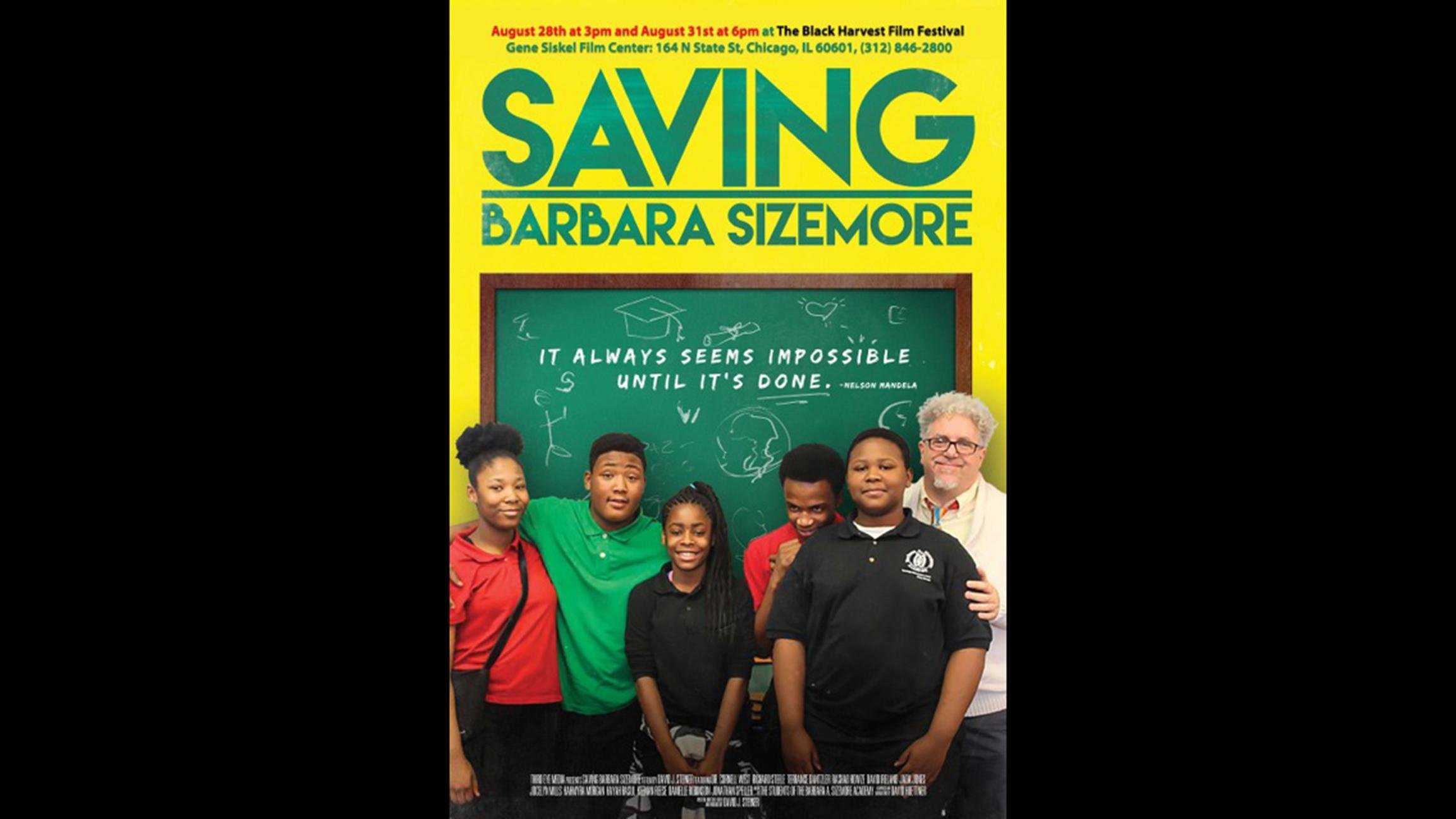 Movie poster for the documentary “Saving Barbara Sizemore” showcases student filmmakers and the film’s director.