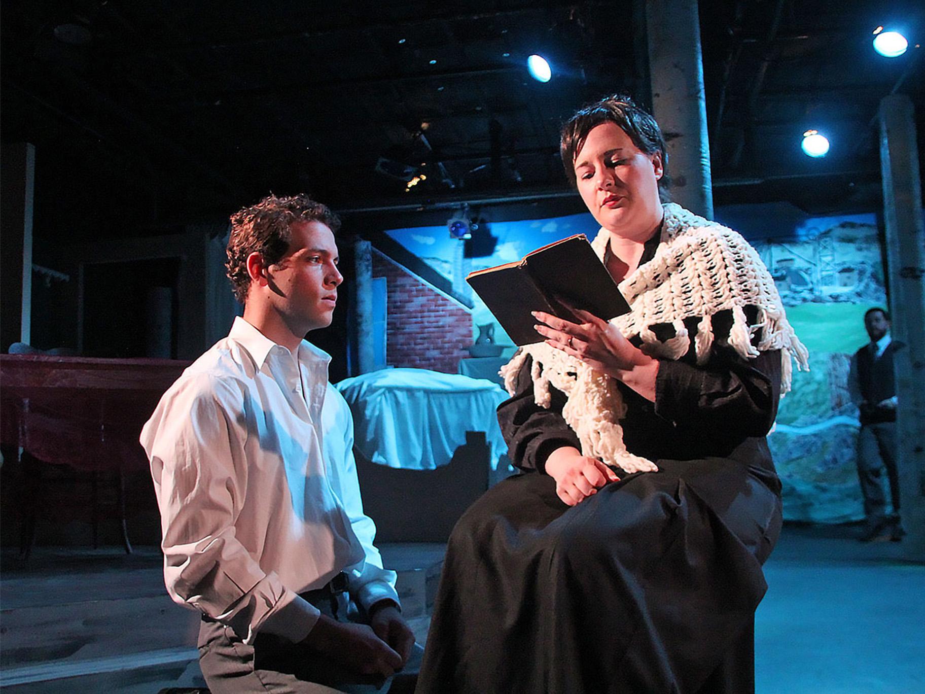 Miles Borchard and Amy Gray with Brian Boller, back, in Greenhouse Theater Center and On The Spot Theatre Company’s U.S. premiere of “Sons and Lovers.” (Photo by Lisa Lennington)