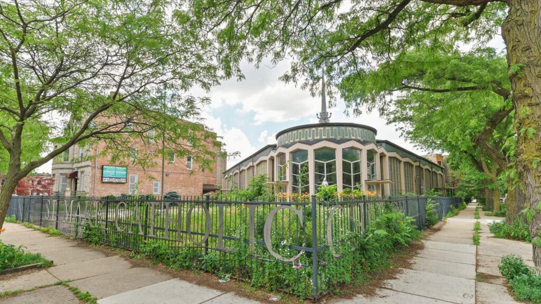 St. Mark Roman Catholic Church, a 2026 Chicago 7 Most Endangered. St. Mark Roman Catholic Church, 1963, Barry and Kay, 2516 W. Cortez St. (VHT Studio)