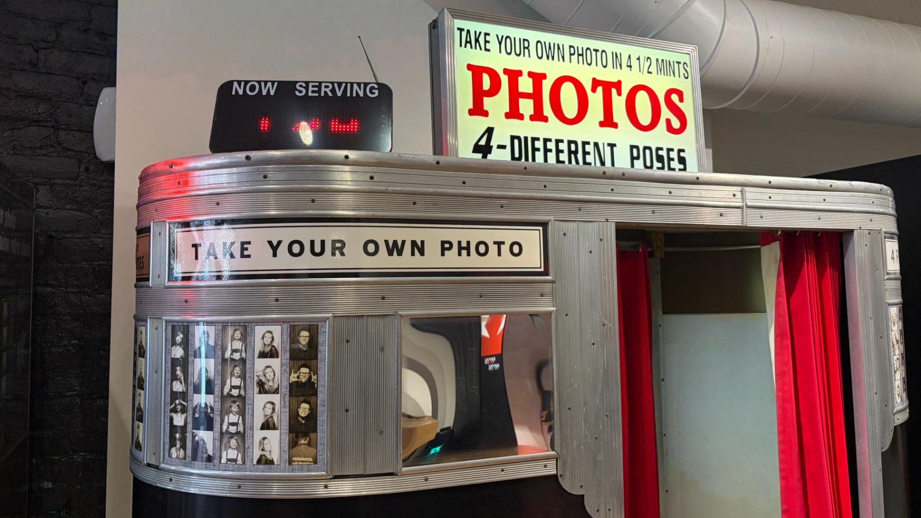 Strip Club’s oldest working analog photo booth is an Autophoto Model 9, named “Lady,” built in 1946. (Eunice Alpasan / WTTW News)
