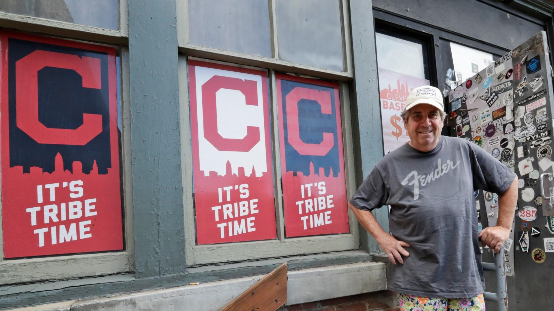 Mike Miller, owner of Wilbert's Food & Music, poses in front of the restaurant before a baseball game between the Minnesota Twins and the Cleveland Indians, Tuesday, Aug. 25, 2020, in Cleveland. (AP Photo / Tony Dejak)