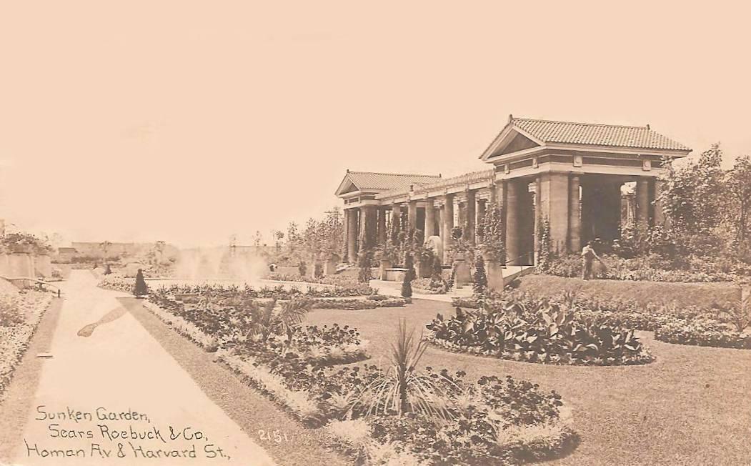 Historical photo of the Sears Sunken Garden