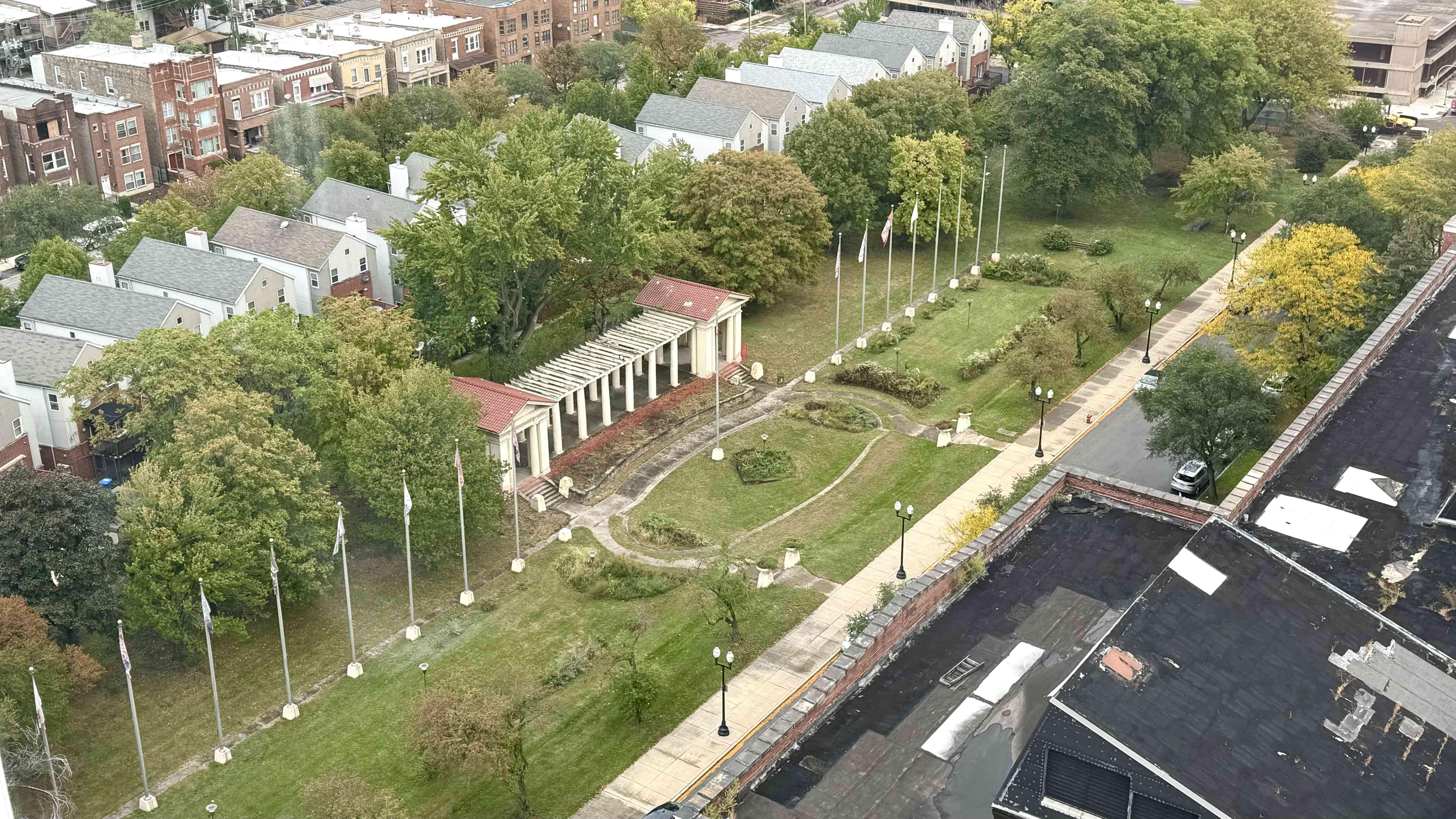 An aerial view of Sears Sunken Garden, as seen from Nichols Tower, aka, the original Sears Tower. (Patty Wetli / WTTW News)