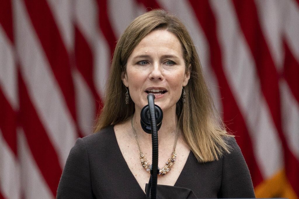 Judge Amy Coney Barrett speaks after President Donald Trump announced her as his nominee to the Supreme Court, in the Rose Garden at the White House, Saturday, Sept. 26, 2020, in Washington. (AP Photo / Alex Brandon)
