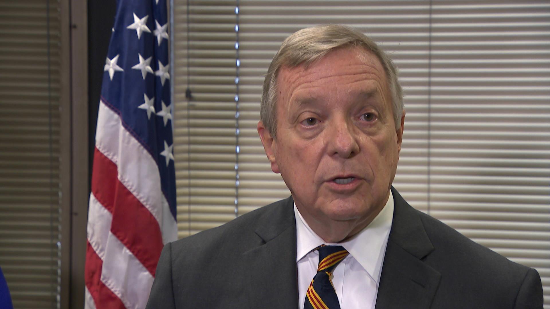 U.S. Sen. Dick Durbin speaks to the media on Monday, June 11. (Chicago Tonight)