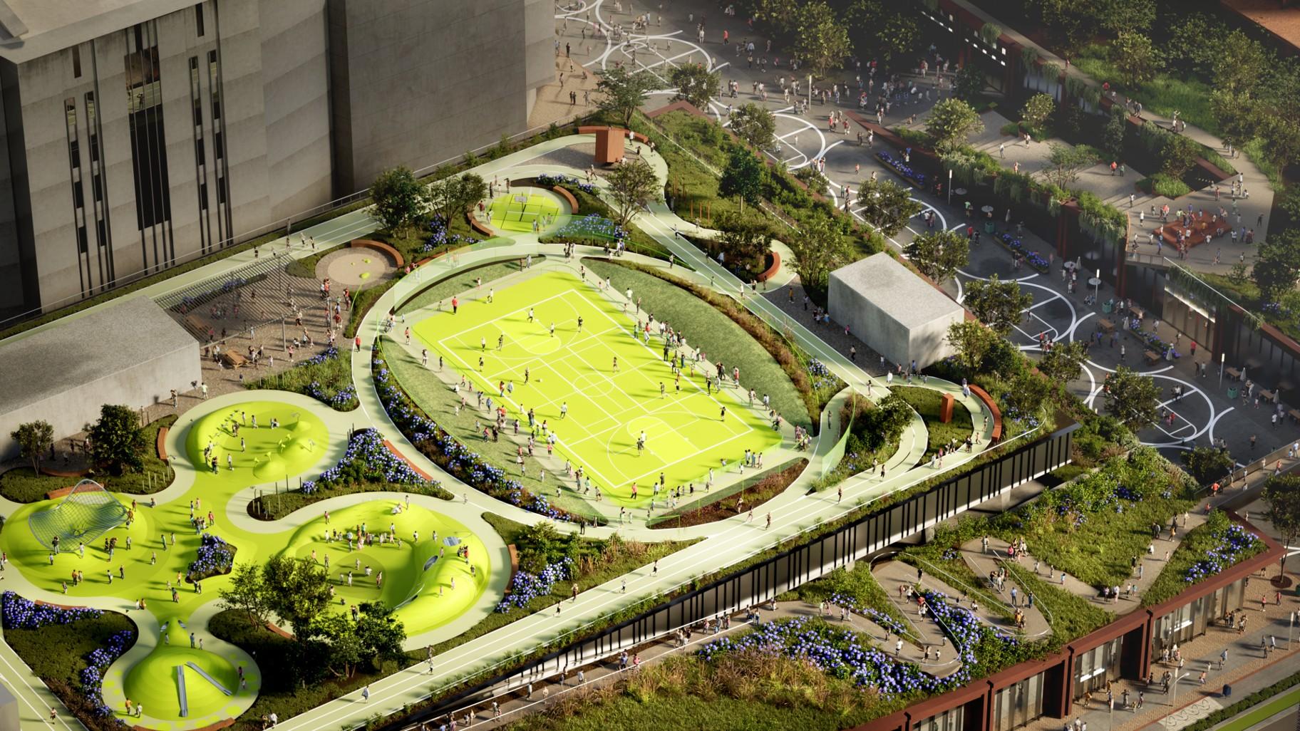 Rendering of $7 billion mixed-use development plan surrounding United Center. (Courtesy of RIOS)