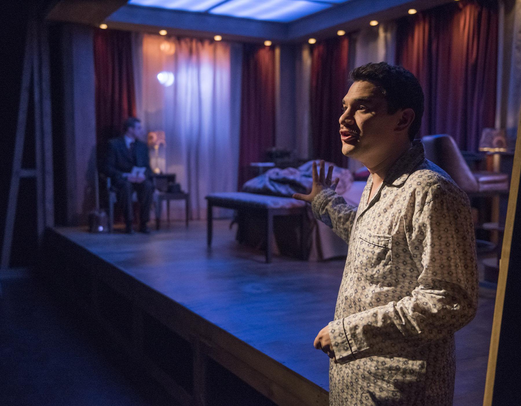 Curtis Edward Jackson, left, and Rudy Galvan in Raven Theatre’s world premiere of “The Gentleman Caller.” (Photo by Michael Brosilow)