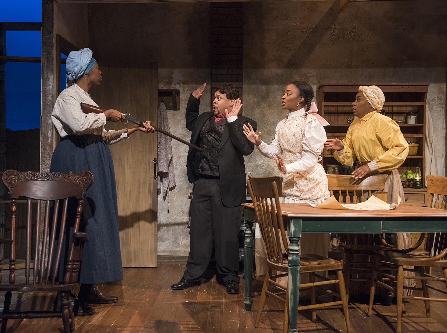 From left: Tiffany Oglesby, Wardell Julius Clark, Tiffany Renee Johnson and Sydney Charles. (Photo by Michael Brosilow)