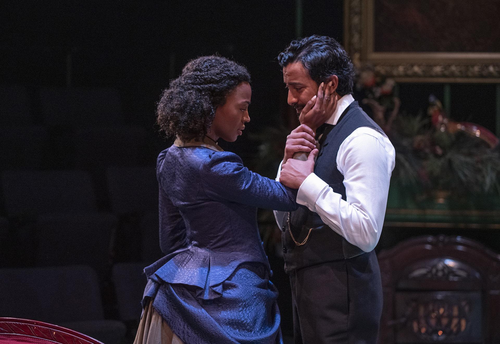 Tiffany Renee Johnson (Christine) and Adam Poss (Krogstad) in “A Doll’s House.” (Photo by Michael Brosilow)