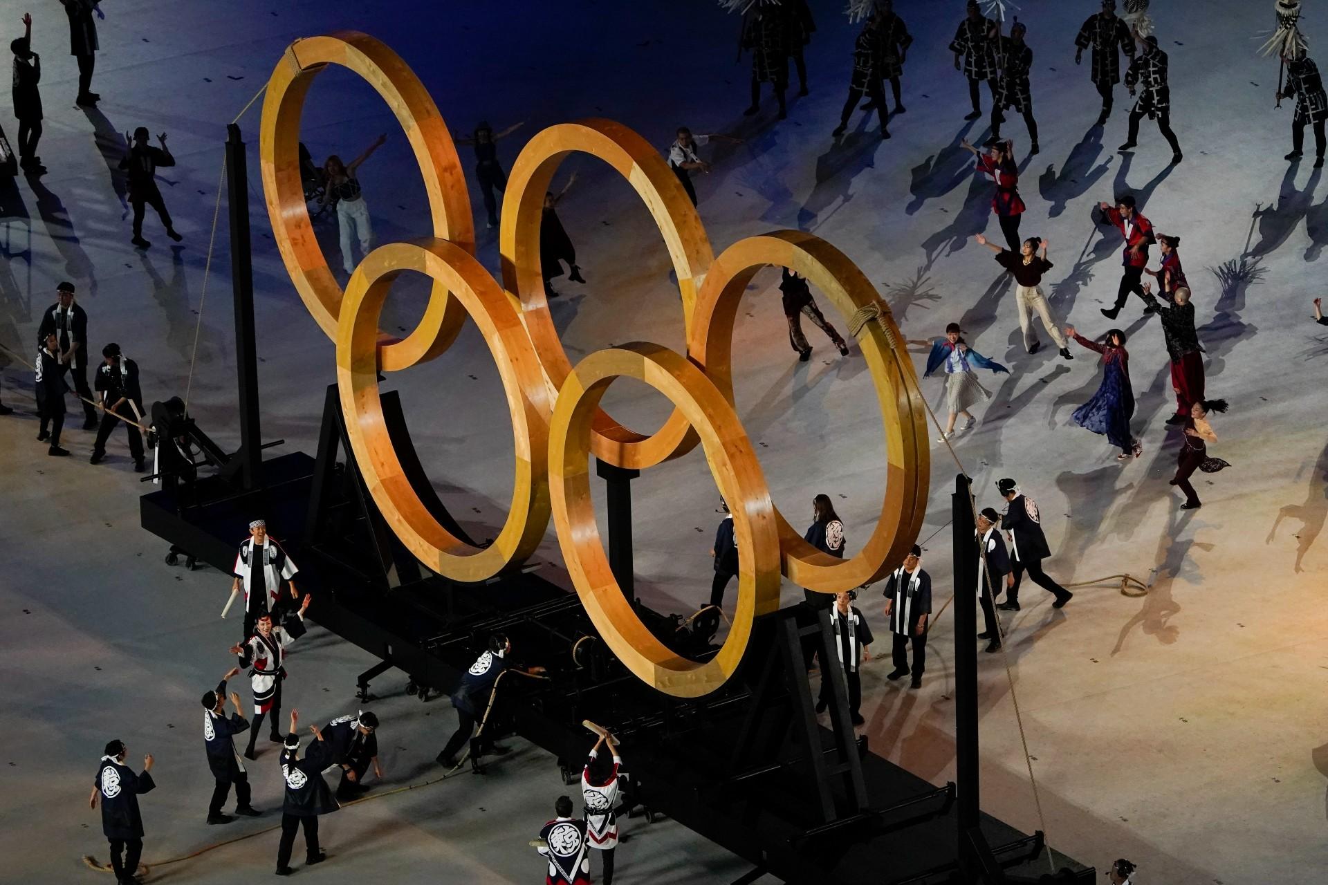 Actors perform during the opening ceremony at the Olympic Stadium at the 2020 Summer Olympics, Friday, July 23, 2021, in Tokyo. (AP Photo / Morry Gash)