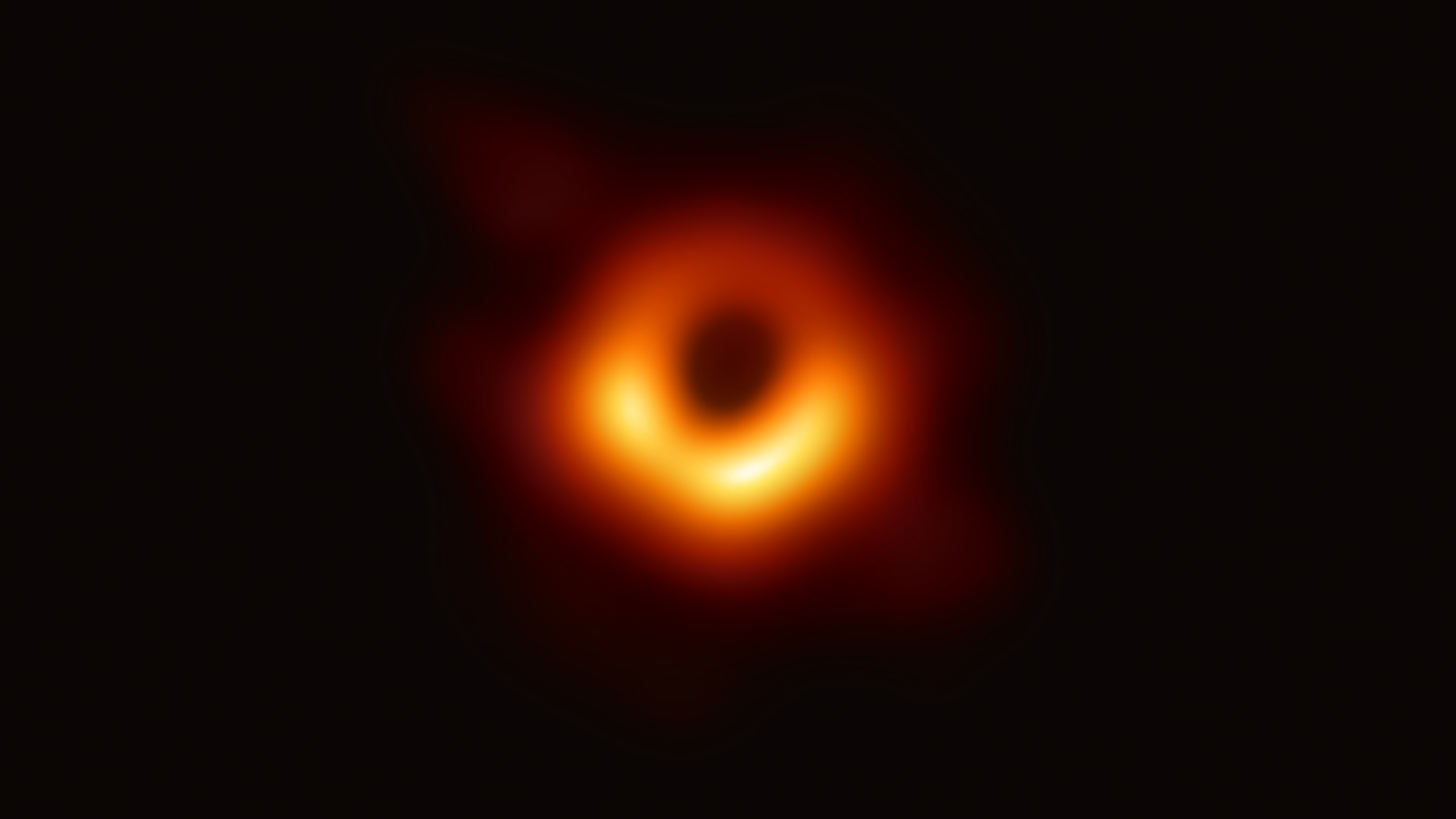 Using the Event Horizon Telescope, scientists obtained an image of the black hole at the center of galaxy M87, outlined by emission from hot gas swirling around it under the influence of strong gravity near its event horizon. (Credits: Event Horizon Telescope collaboration et al.)