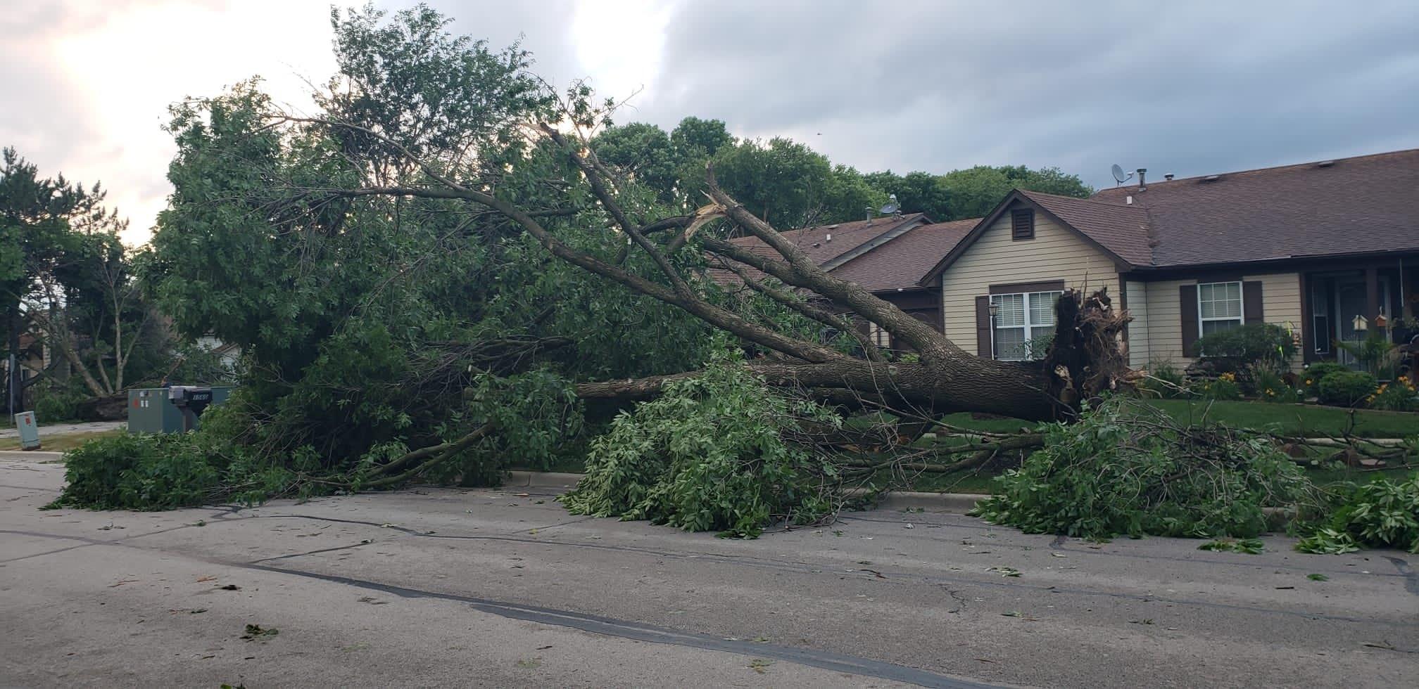 A strong line of storms and at least one tornado ripped through the Chicago suburbs Sunday, June 20, 2021. (Courtesy of Ruth Day / @glasshill)