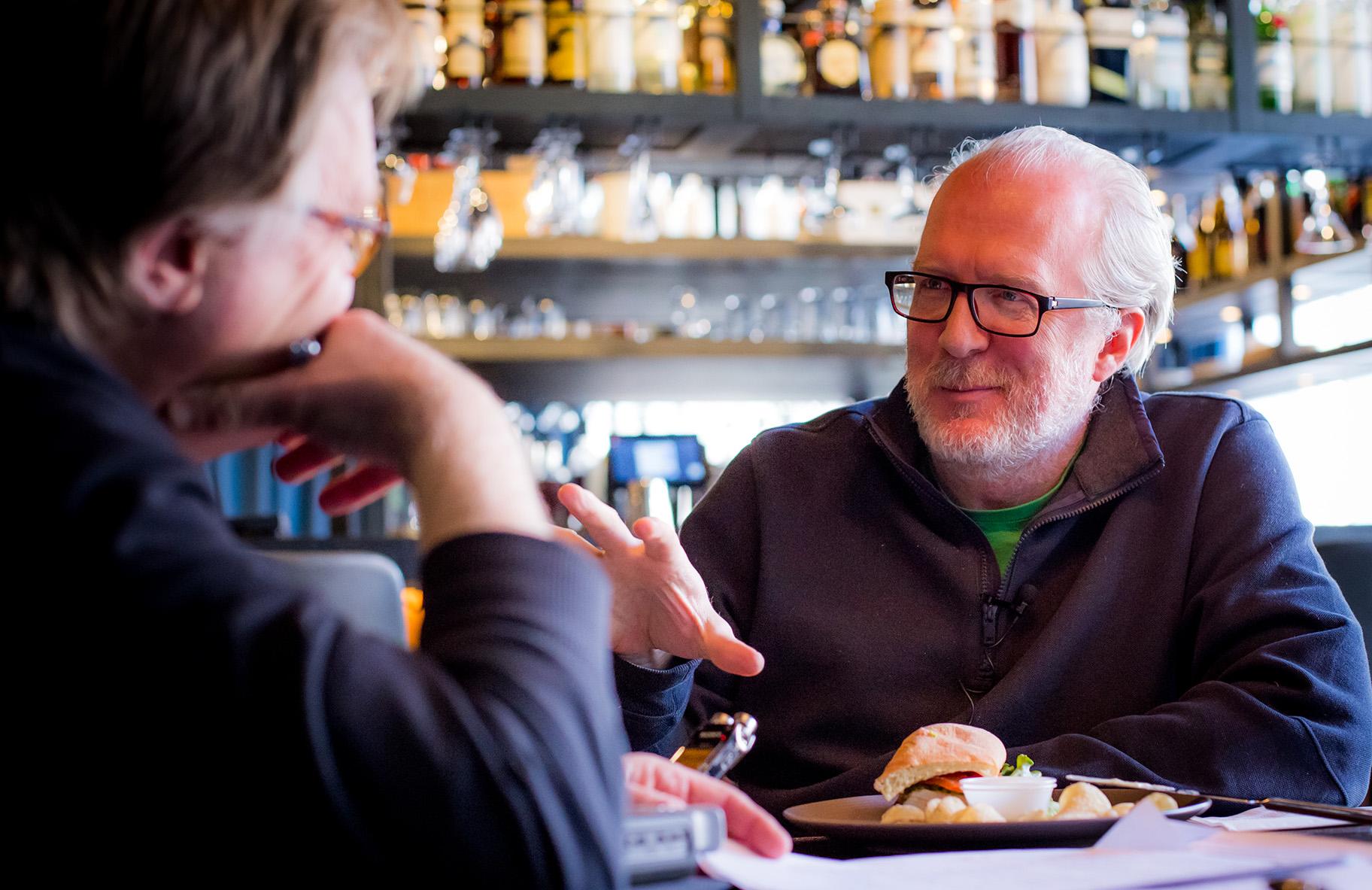 Author Mark Larson with Tracy Letts. (Credit: Sarah Elizabeth Larson)