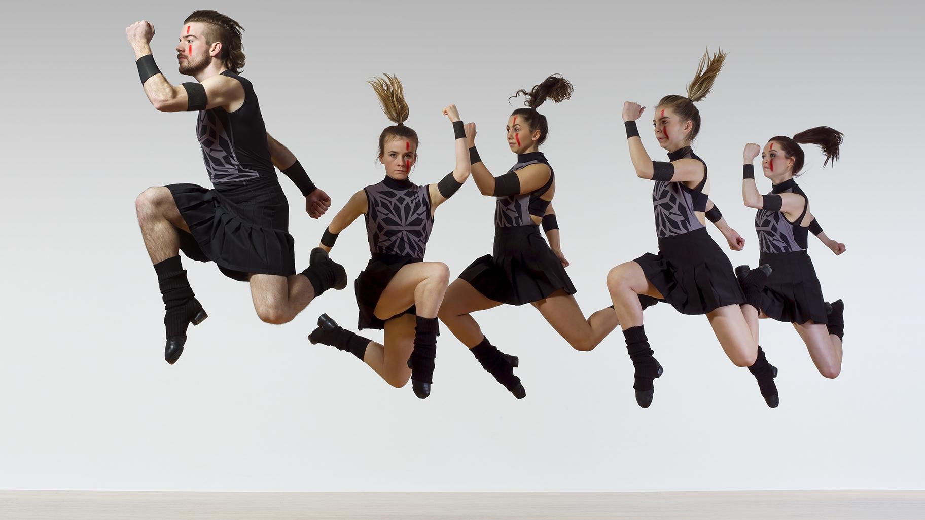 Chicago’s Trinity Irish Dance Company, pictured in a promotional photo, returned to the Auditorium Theatre Feb. 5, 2022, for a dynamic and thunderous performance. (Courtesy of Lois Greenfield)