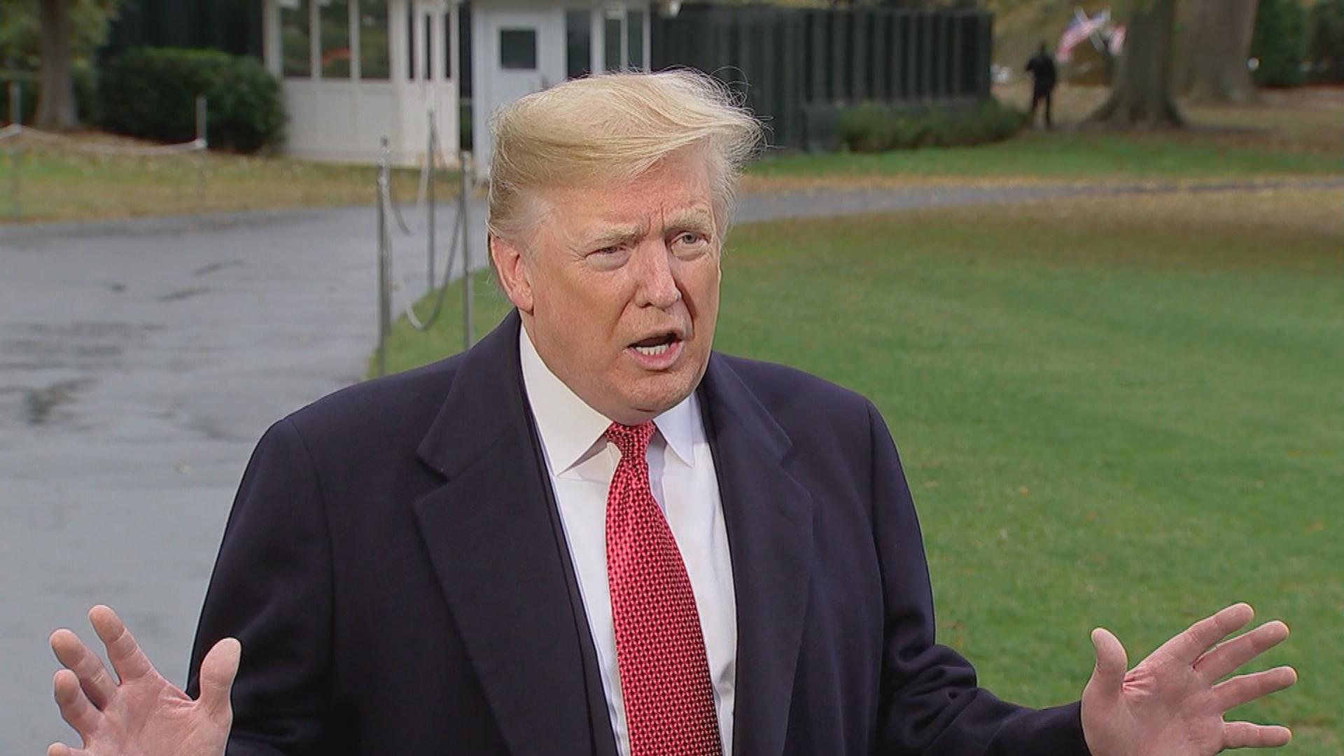 President Donald Trump speaks the press about acting Attorney General Matthew Whitaker in November 2018.