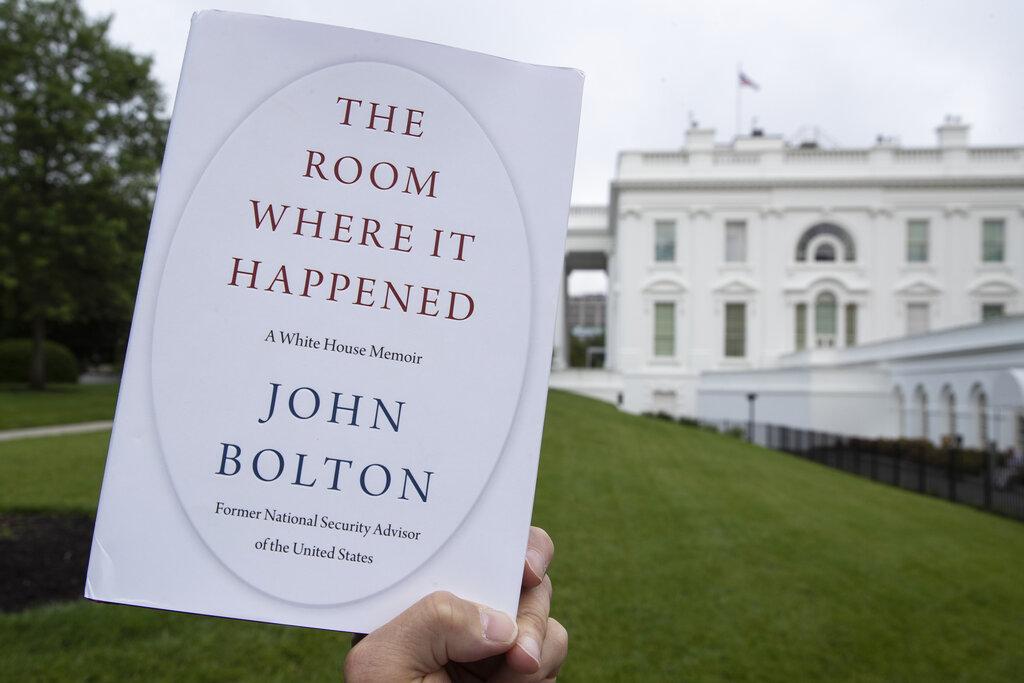 A copy of “The Room Where It Happened,” by former national security adviser John Bolton, is photographed at the White House, Thursday, June 18, 2020, in Washington. (AP Photo / Alex Brandon)
