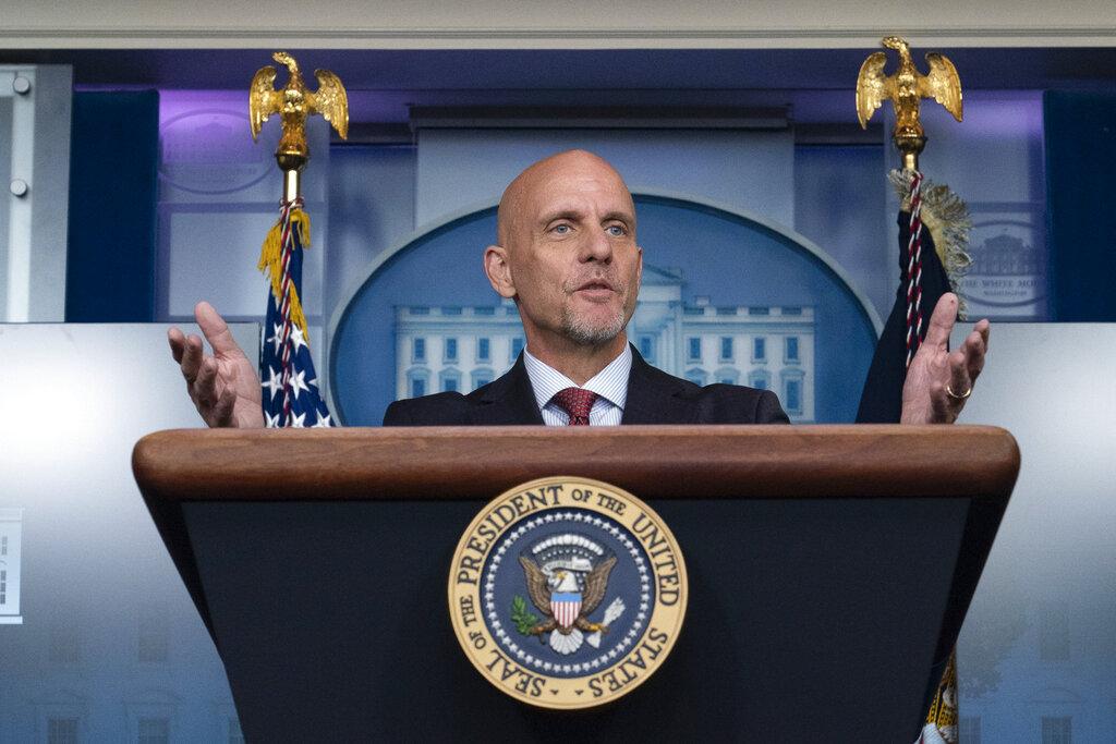 In this Aug. 23, 2020, file photo Food and Drug Administration commissioner Dr. Stephen Hahn speaks during a media briefing in the James Brady Briefing Room of the White House in Washington. (AP Photo / Alex Brandon, File)