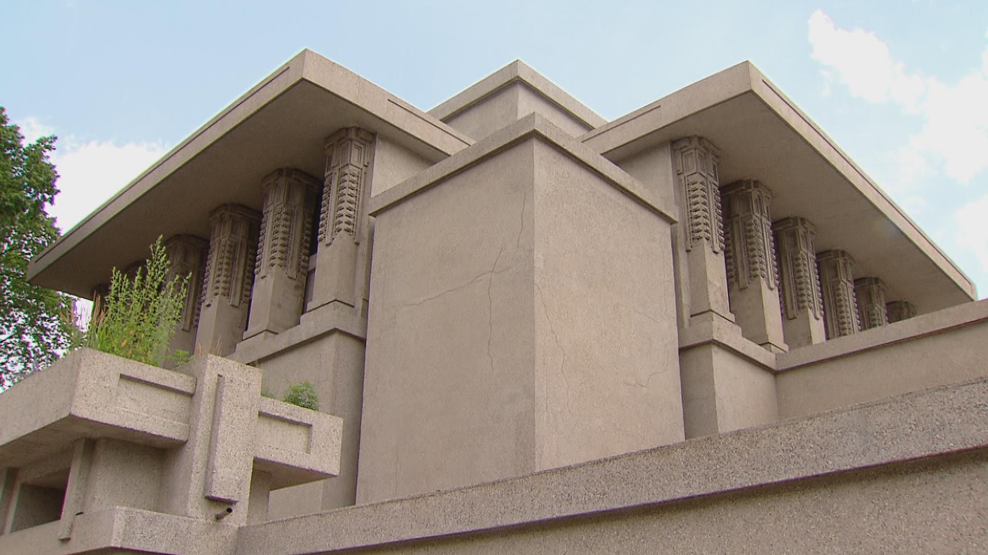 The Frank Lloyd Wright-designed Unity Temple in Oak Park.