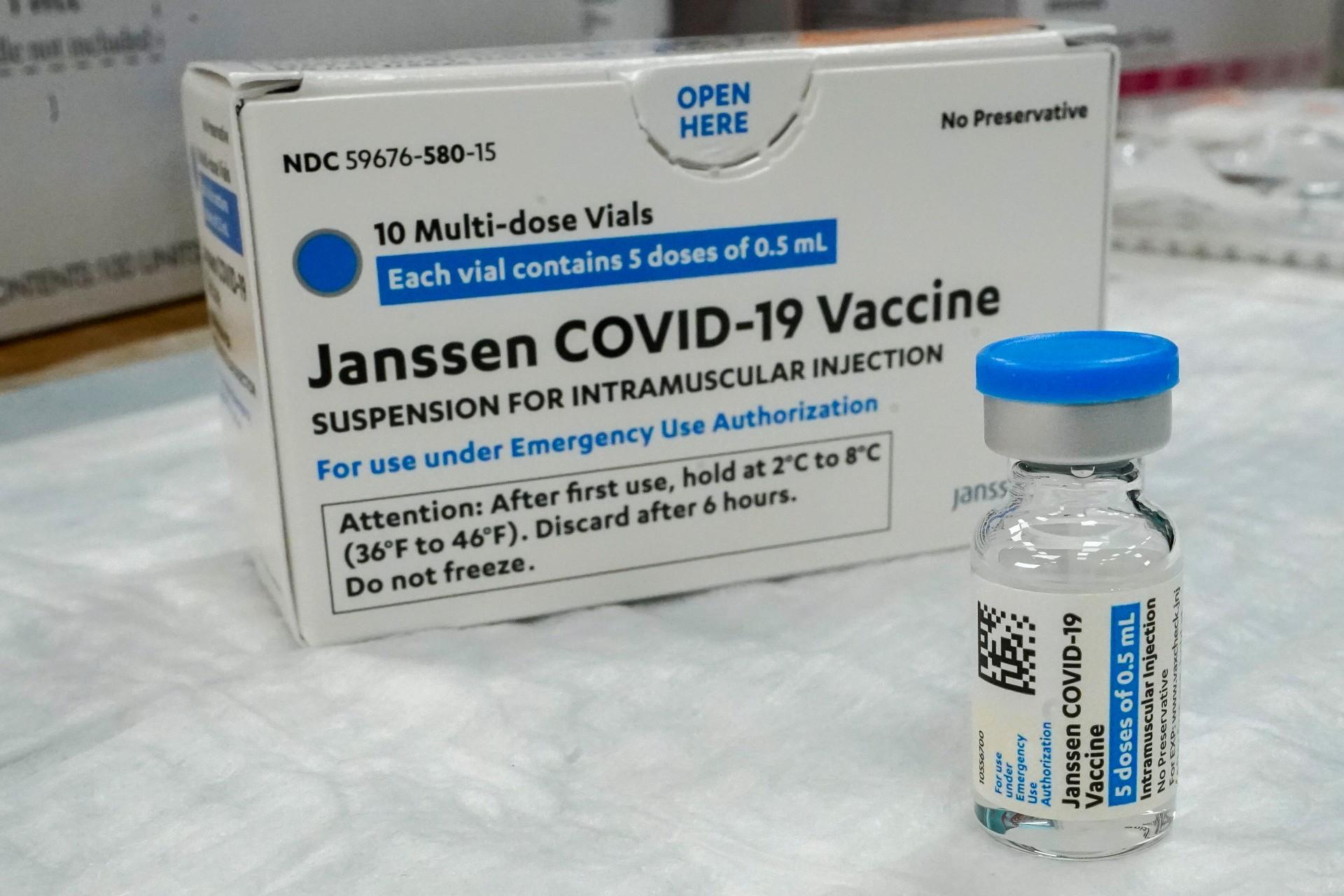 In this Thursday, April 8, 2021 file photo, the Johnson & Johnson COVID-19 vaccine sits on a table at a pop-up vaccinations site the Albanian Islamic Cultural Center, in the Staten Island borough of New York. (AP Photo / Mary Altaffer, File)