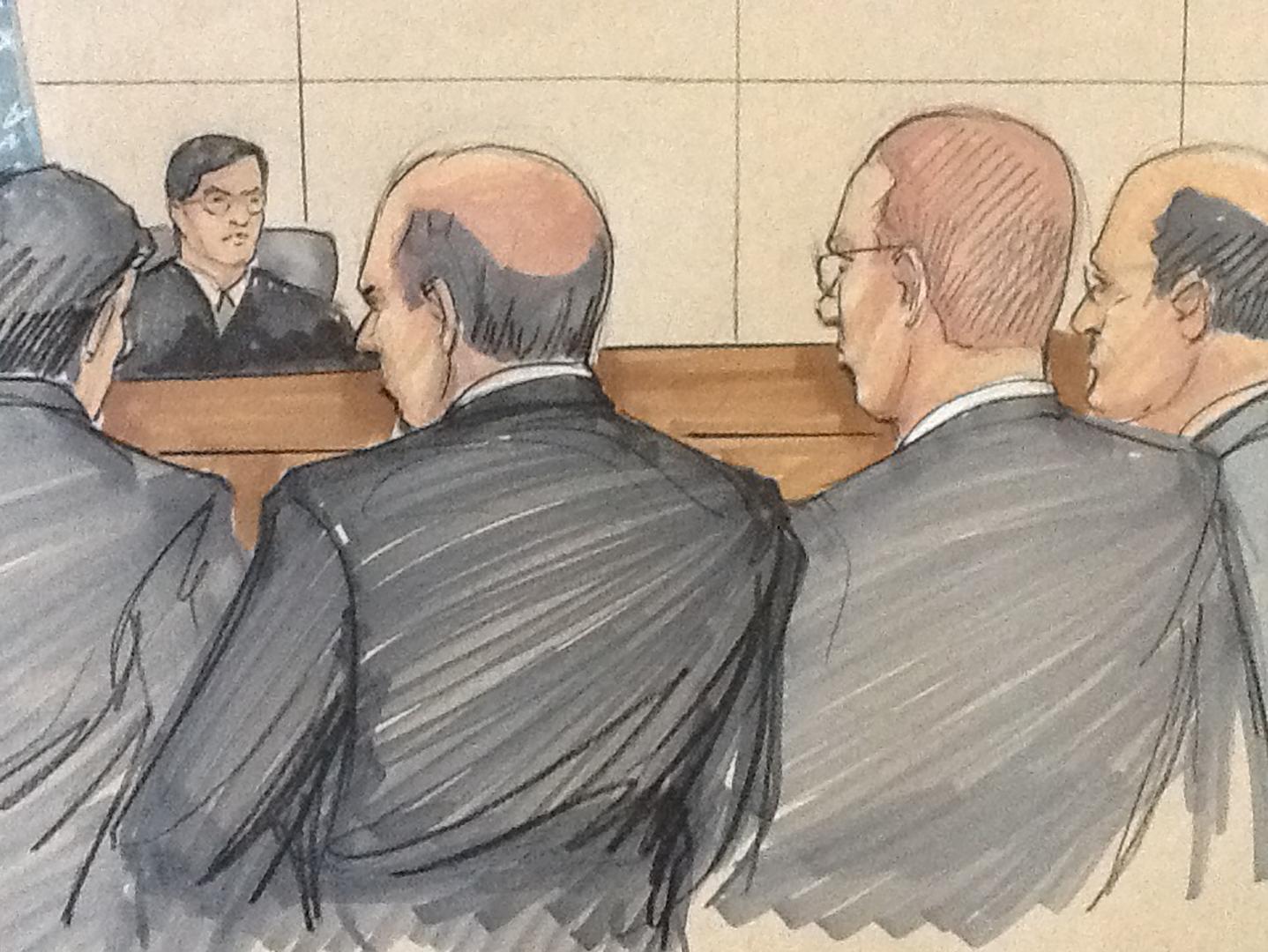 Courtroom sketch from October 2015 depicts Gary Solomon, right, and Thomas Vranas, left, in federal court. (Thomas Gianni)