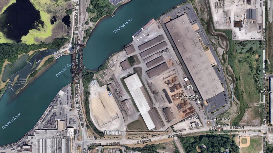 An overhead view of Watco's storage terminal at 2926 E. 126th St. in Chicago. (Google)