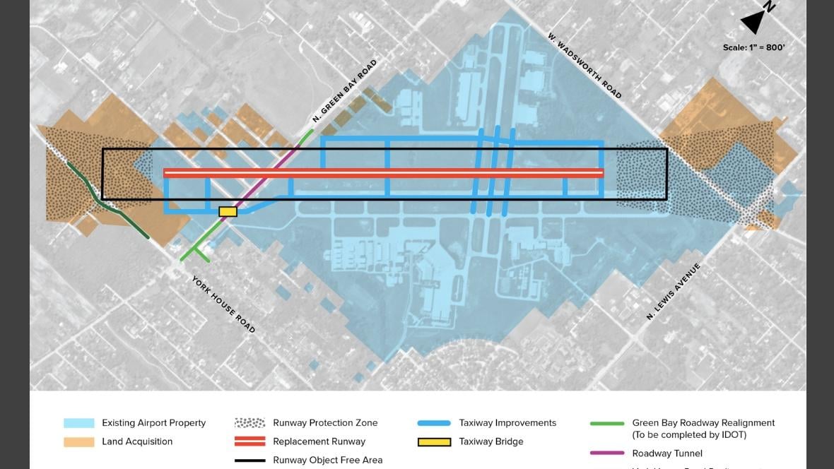 Proposed configuration of new runway at Waukegan Airport. (Waukegan Airport)