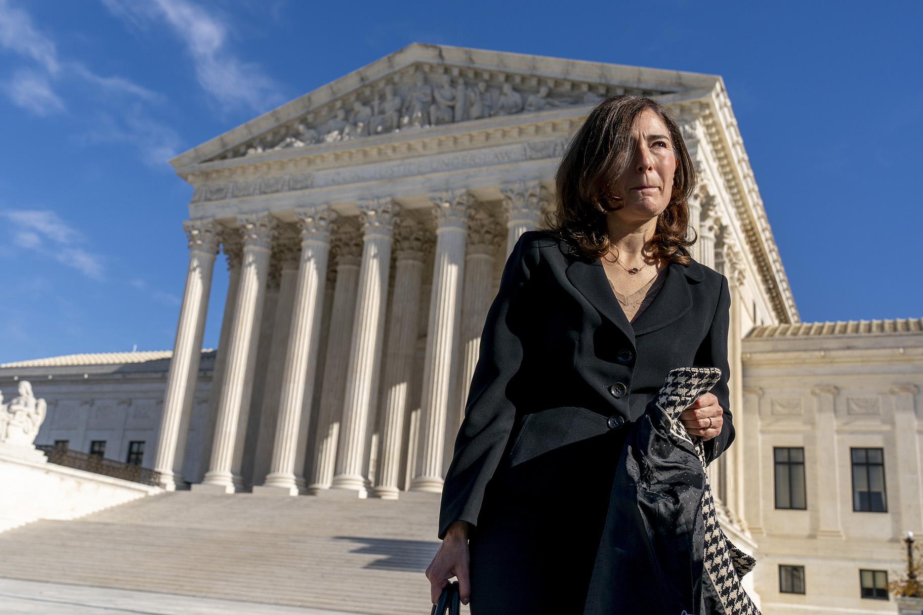 Center for Reproductive Rights Litigation Director Julie Rikelman, who represent the Jackson Women's Health Organization, Mississippi's lone abortion clinic, leaves the U.S. Supreme Court, Dec. 1, 2021, in Washington, after the court hears arguments in a case from Mississippi, where a 2018 law would ban abortions after 15 weeks of pregnancy, well before viability.  (AP Photo / Andrew Harnik, File) 