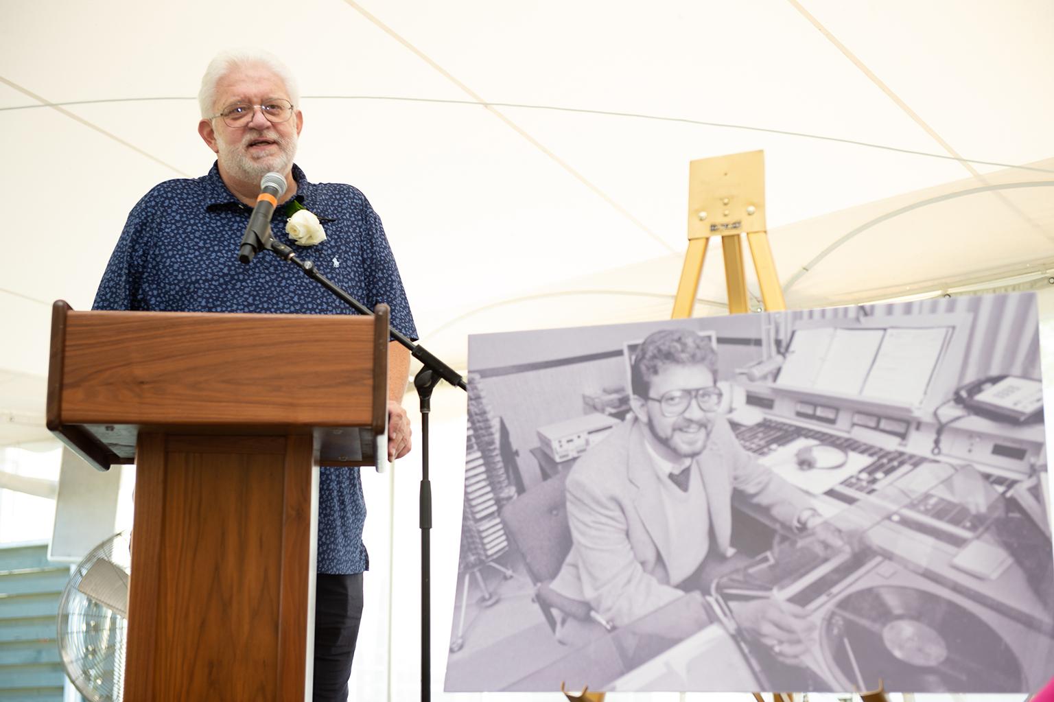 Honors for Carl Grapentine and his work at WFMT at a special “Goodbye to Carl” event at Ravinia Festival on July 14, 2018. (Courtesy 98.7 WFMT)