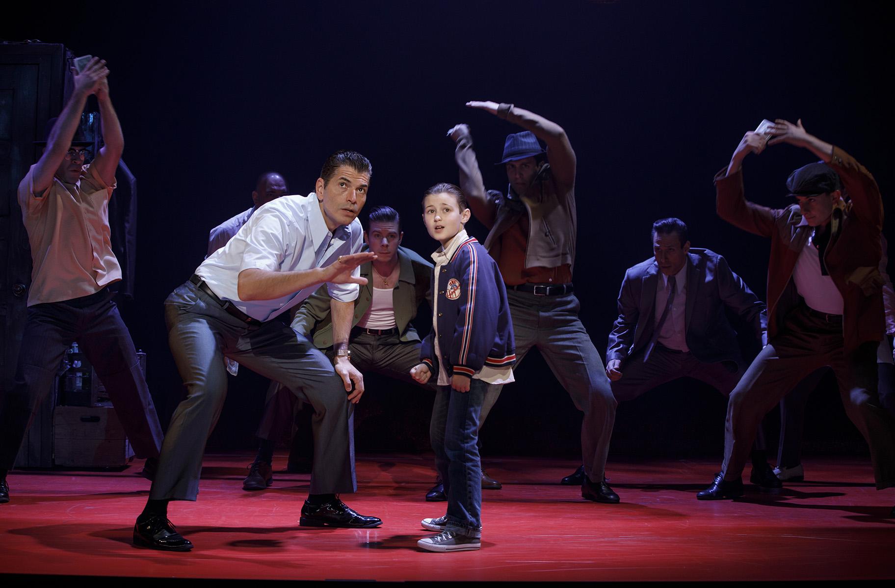 Joe Barbara, left, Frankie Leoni and company of “A Bronx Tale.” (Photo: Joan Marcus)