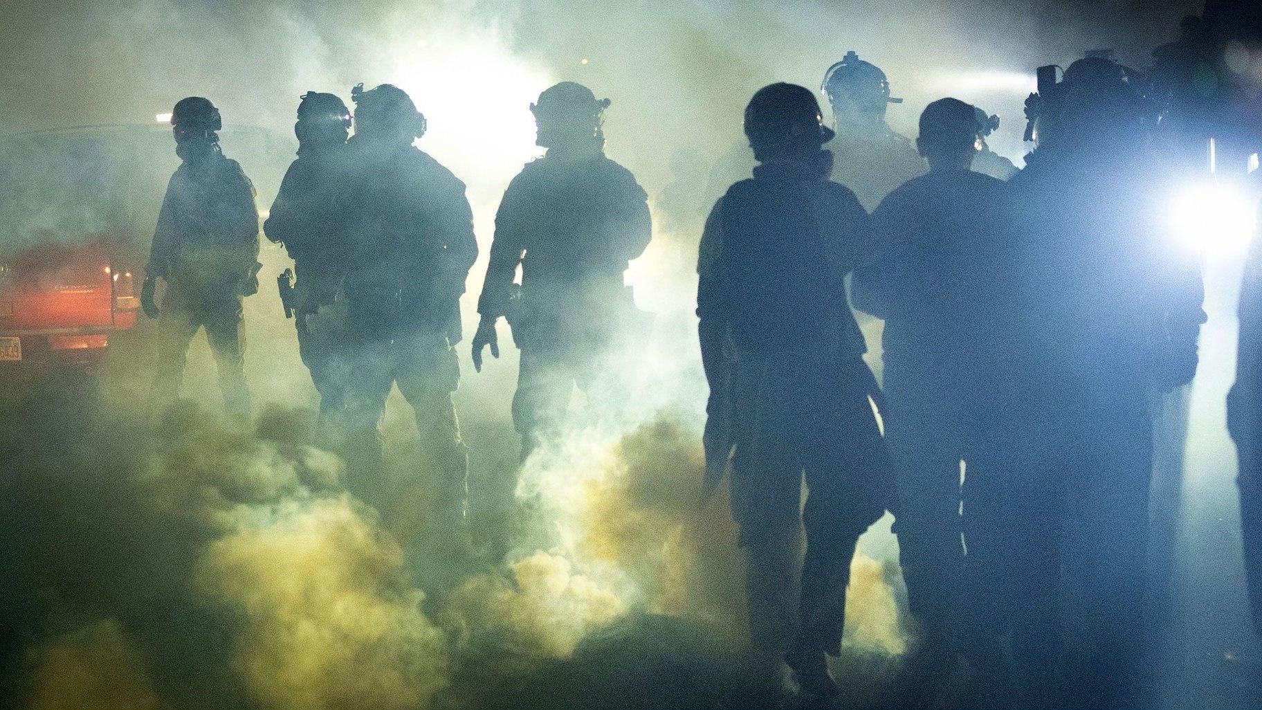 Federal law enforcement agents deploy tear gas against demonstrators protesting outside of an immigrant processing center in Broadview, Illinois, on Sept. 27, 2025. (Scott Olson / Getty Images via CNN Newsource)