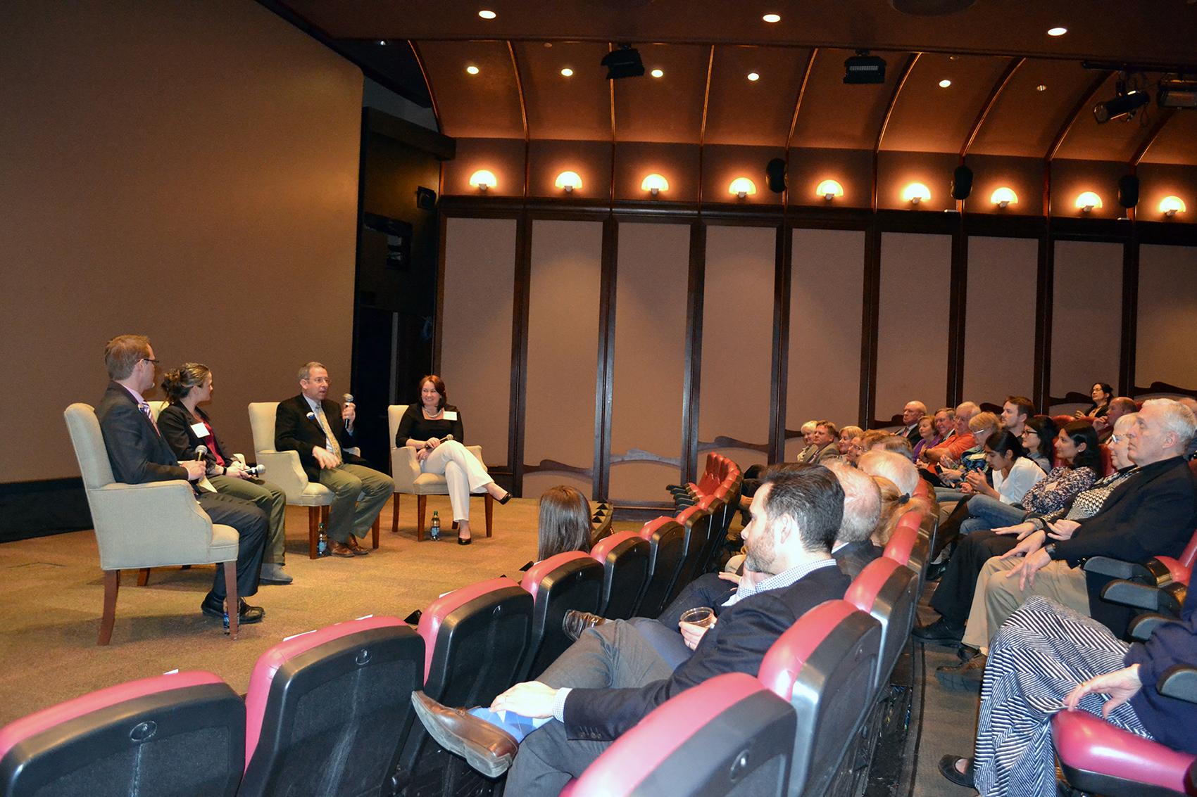 A panel of conservation experts meets with Shedd's Aquarium Council on March 20. (Alex Ruppenthal / Chicago Tonight)