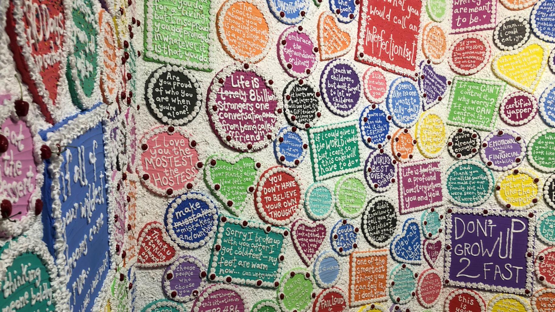Chicago artist Anna Lasbury of Crappy Cake Art fame created a funny and chaotic collage. (Marc Vitali / WTTW News)