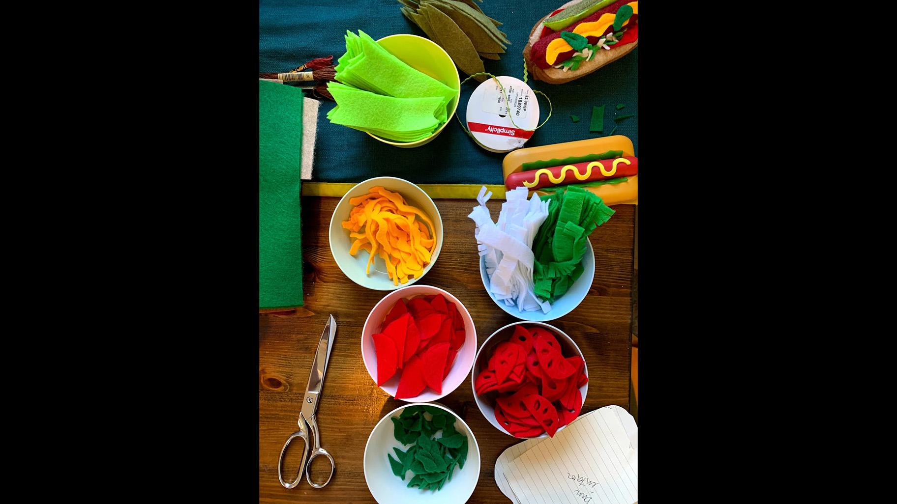 The making of a Chicago-style hot dog. (Courtesy of Rebecca Skoch)