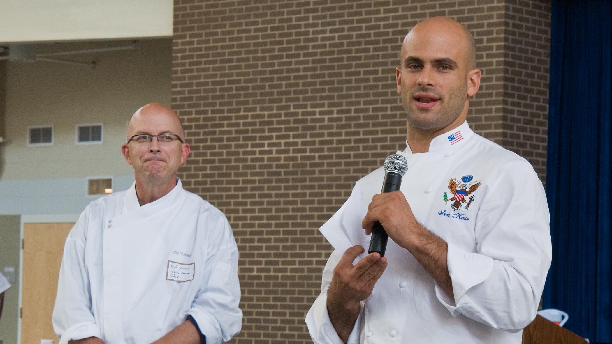 Sam Kass, right, speaks about healthy foods on Saturday. (U.S. Department of Agriculture / Flickr)