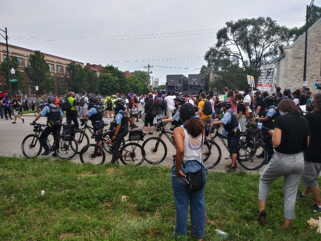 Protesters had hoped to draw thousands to the South Side on Saturday, Aug. 15, 2020, but still called the protest a success. (Annemarie Mannion / WTTW News)