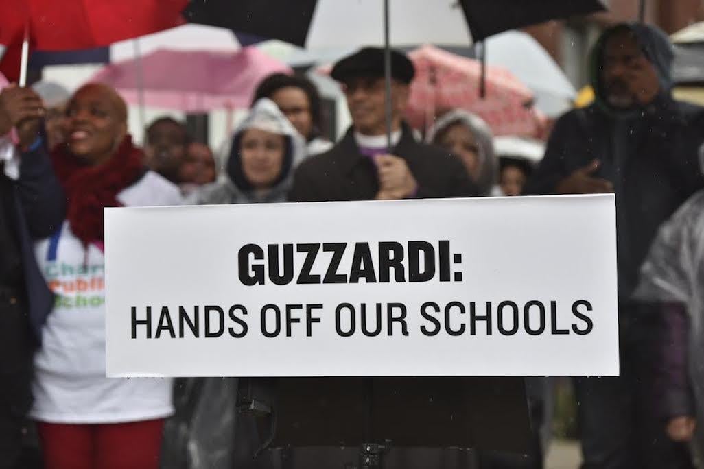 Local parents and charter school advocates called on state Rep. Will Guzzardi to drop legislation they see as a moratorium on charters throughout the state. (Courtesy of the Illinois Network of Charter Schools)