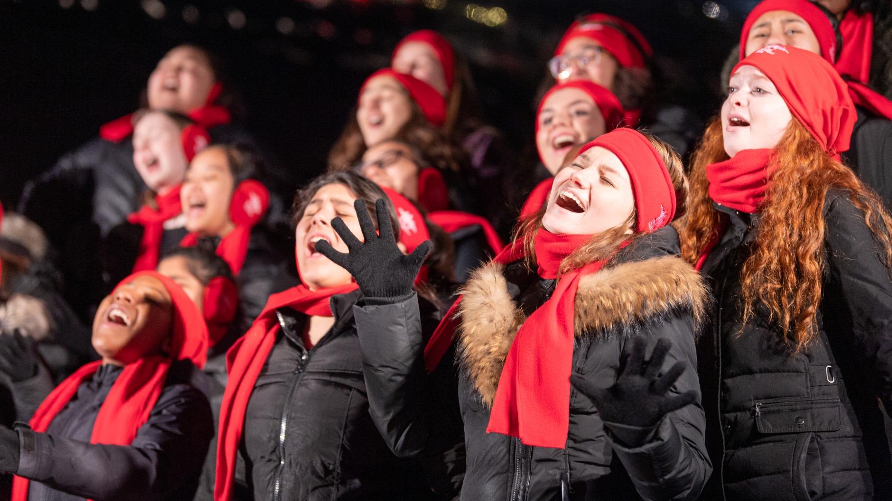 Caroling at “Cloud Gate” in 2019. (Courtesy of the Chicago Department of Cultural Affairs and Special Events)