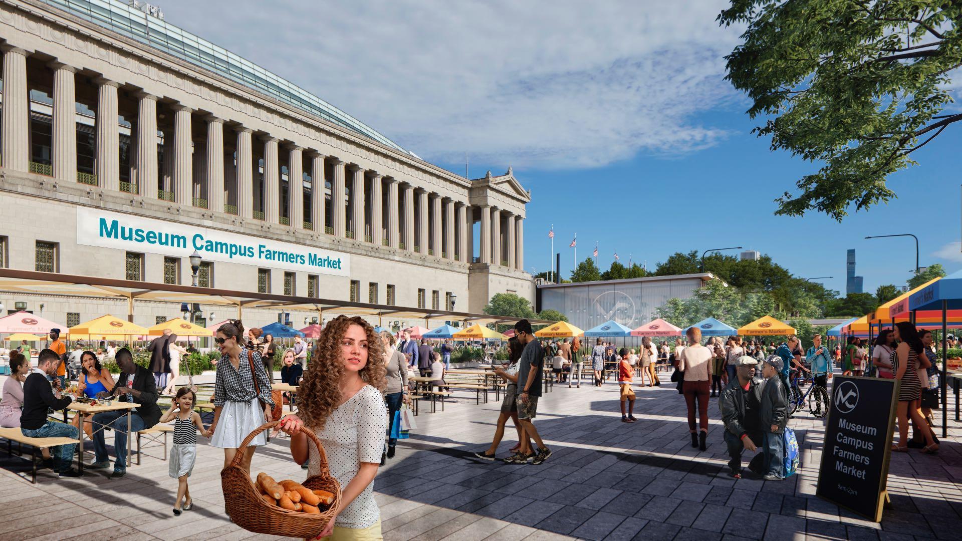 Finding uses for Soldier Field's plazas beyond gameday was one recommendation from the Museum Campus working group. (City of Chicago)