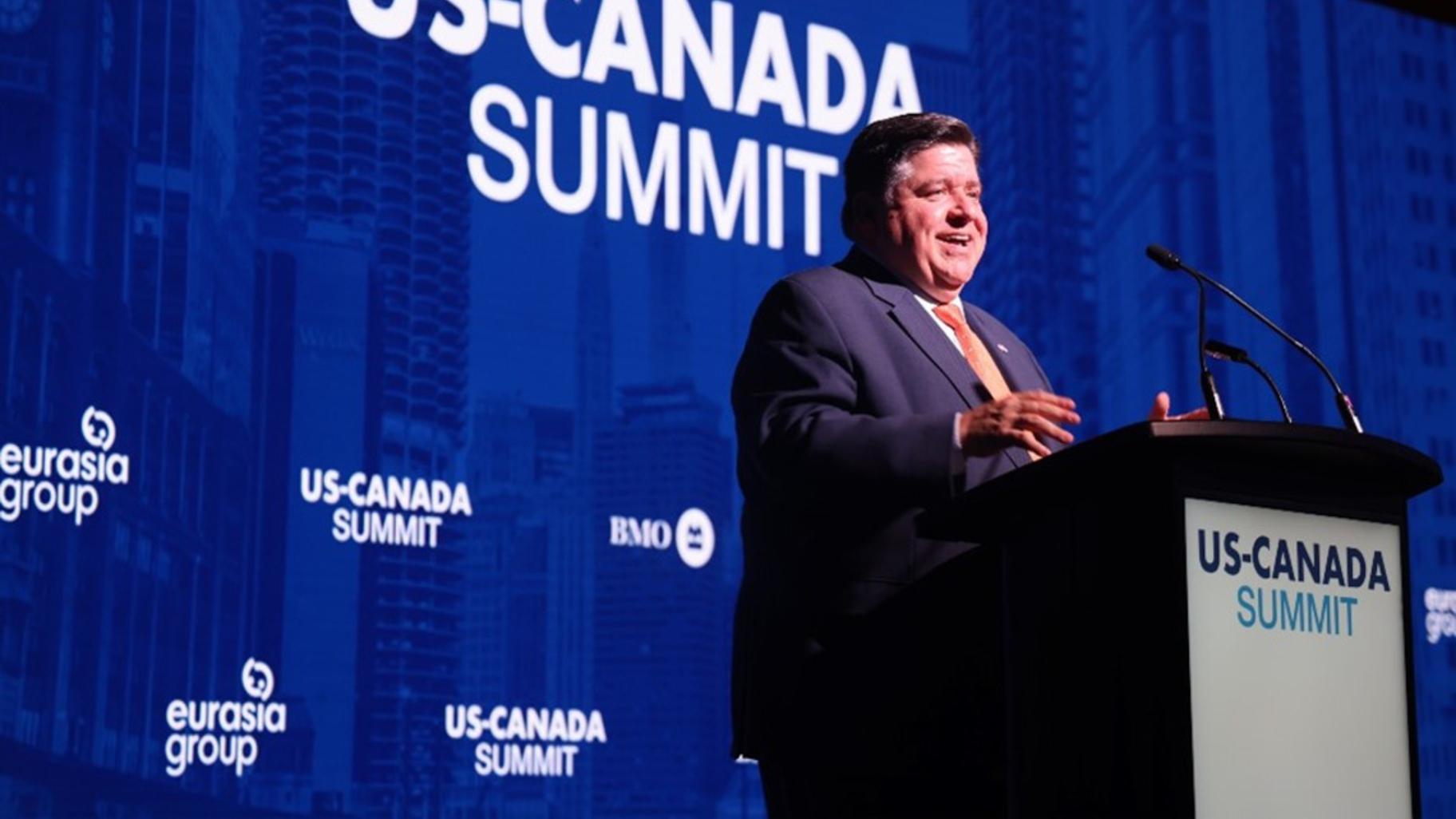 Gov. J.B. Pritzker makes keynote remarks at the U.S.-Canada Summit in June 2024. (Photo provided by the Office of Gov. J.B. Pritzker) Gov. J.B. Pritzker makes keynote remarks at the U.S.-Canada Summit in June 2024. (Photo provided by the Office of Gov. J.B. Pritzker)