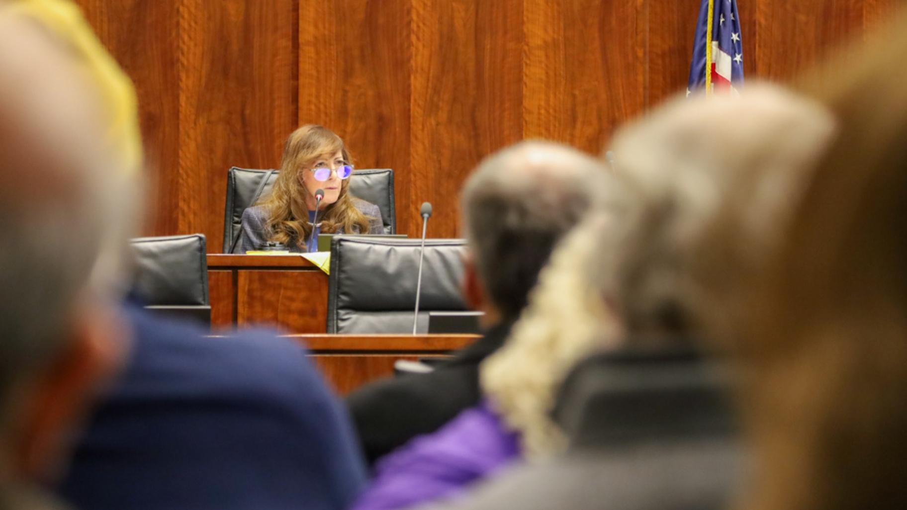 State Sen. Linda Holmes, D-Aurora, speaks at a legislative hearing on a bill that would legalize “medical aid in dying.” (Andrew Adams / Capitol News Illinois) State Sen. Linda Holmes, D-Aurora, speaks at a legislative hearing on a bill that would legalize “medical aid in dying.” (Andrew Adams / Capitol News Illinois)