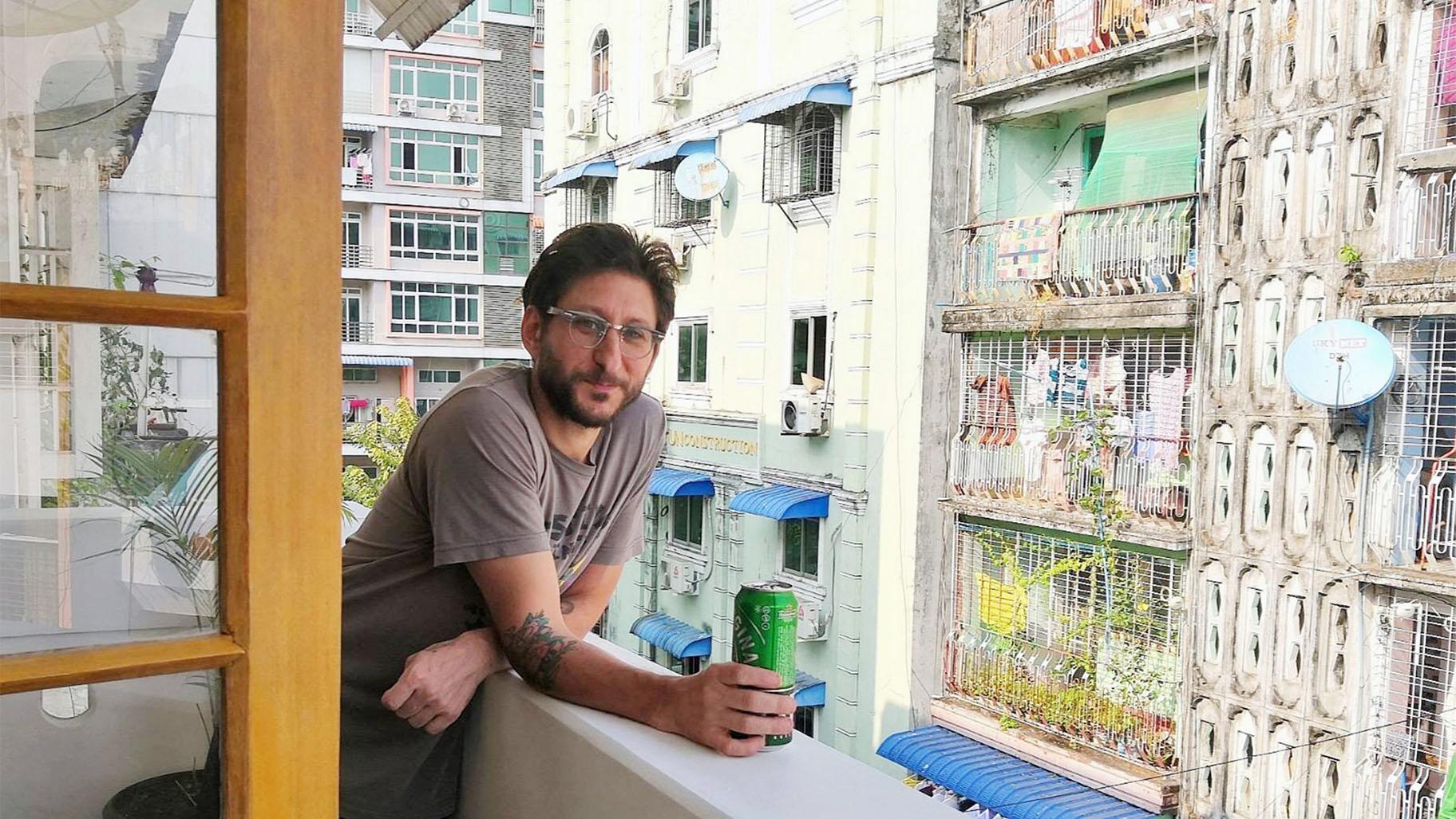This photo provided by the family courtesy shows Danny Fenster posing for a photo in Yangon, Myanmar, in 2020. (family courtesy photo via AP)