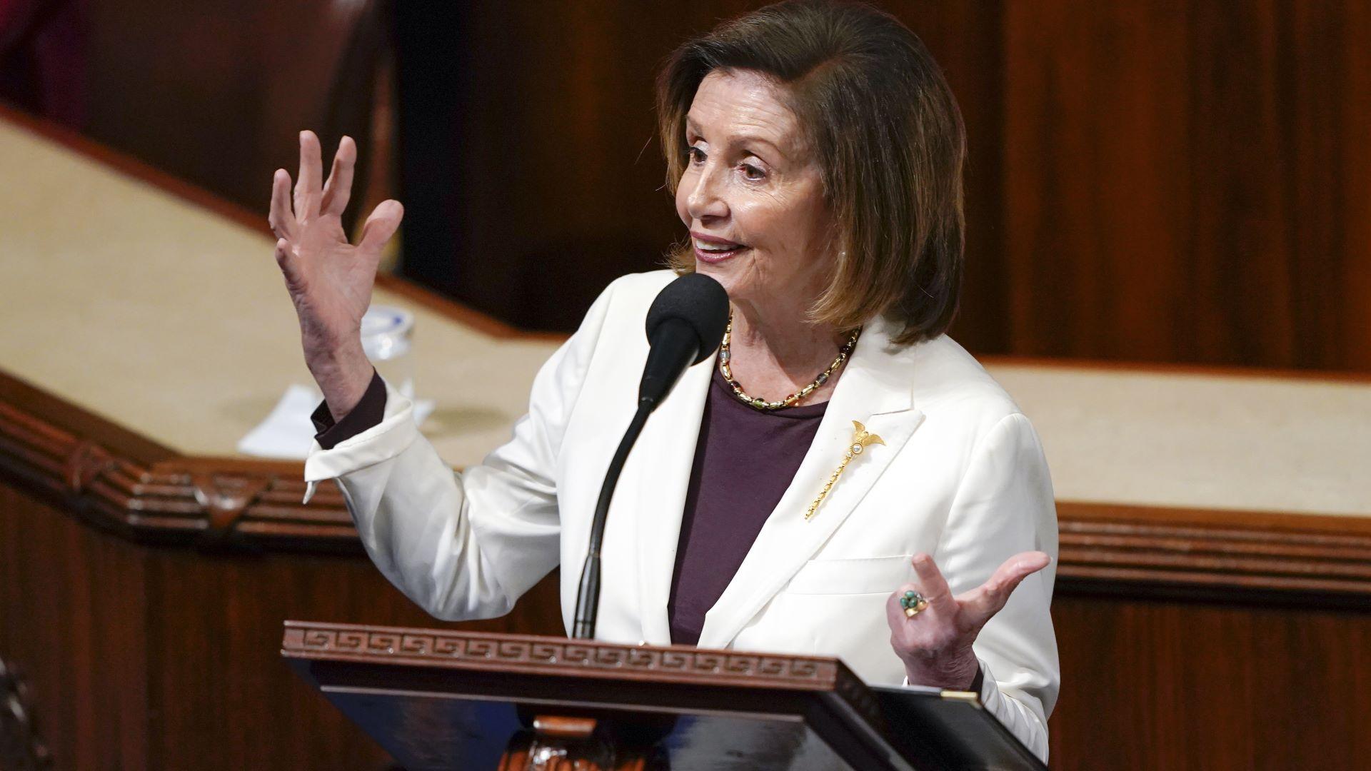 House Speaker Nancy Pelosi of Calif., speaks on the House floor at the Capitol in Washington Thursday, Nov. 17, 2022. (AP Photo/Carolyn Kaster)