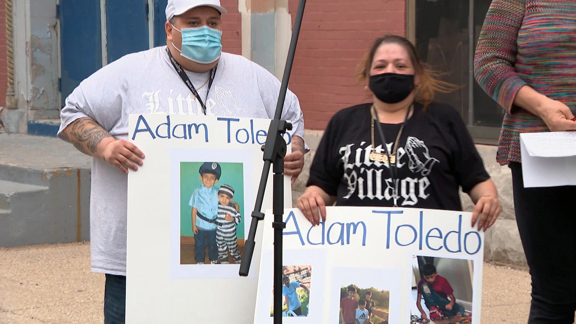 A vigil for Adam Toledo, the 13-year-old boy fatally shot by police on March 29, takes place in Little Village on Monday, April 5. (WTTW News)