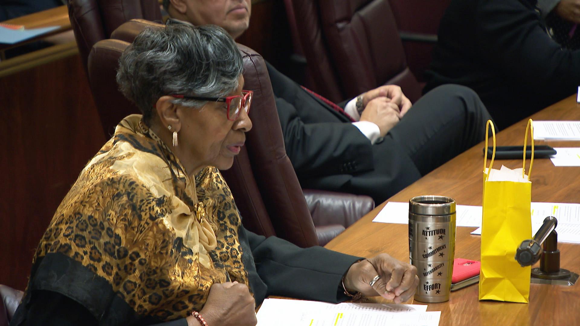 A file photo shows 34th Ward Ald. Carrie Austin at a Chicago City Council meeting. (WTTW News)